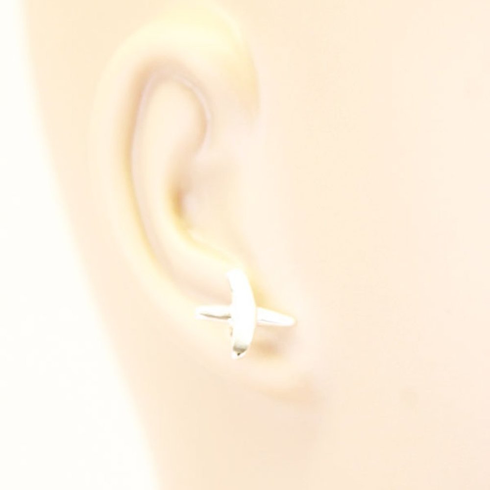 Tiny X/Cross Stud Earrings, Sterling Silver Pltd - image 4